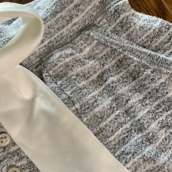 Abercrombie Pajama Pants Sleep PJ Gray White Stripe Jogger Soft Satin Ribbon XS - Picture 4 of 4